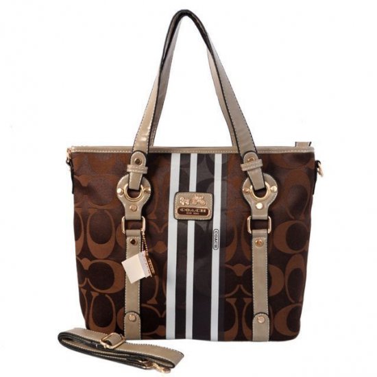 Coach Logo In Signature Medium Coffee Totes BES | Coach Outlet Canada